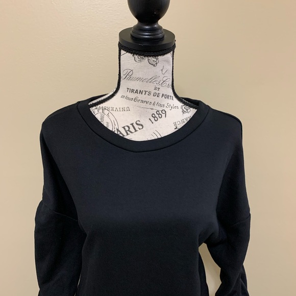 Lush Black Ruched Drawstring Long Sleeve Mini Dress Size Large - Picture 6 of 15